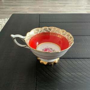 Royal Stafford Bone China Red and Gold Floral Tea Cup